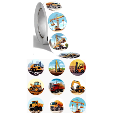 Construction Vehicle Stickers - Roll of 500's 